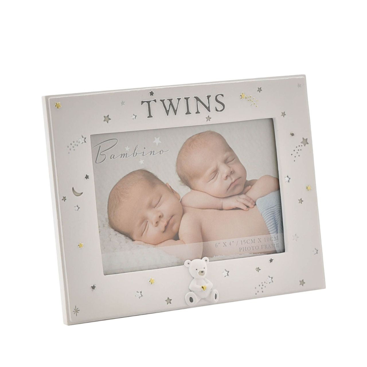 Bambino Twins Photo Frame 6" x 4"  Celebrate your beautiful new additions with this 6" x 4" 'Twins' landscape photo frame. From BAMBINO BY JULIANA Parents & Family - bringing families together over a precious new arrival.