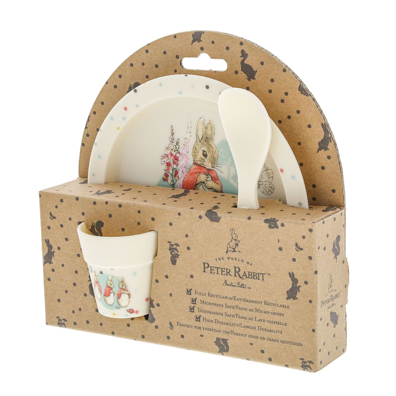 Peter Rabbit Flopsy Egg Cup Set  Introducing this brand new at home with Peter Rabbit collection. There's nothing quite like a fun Flopsy motif to entice those little tummies to clear their plates. Make mealtimes fun and practical with this egg cup set.