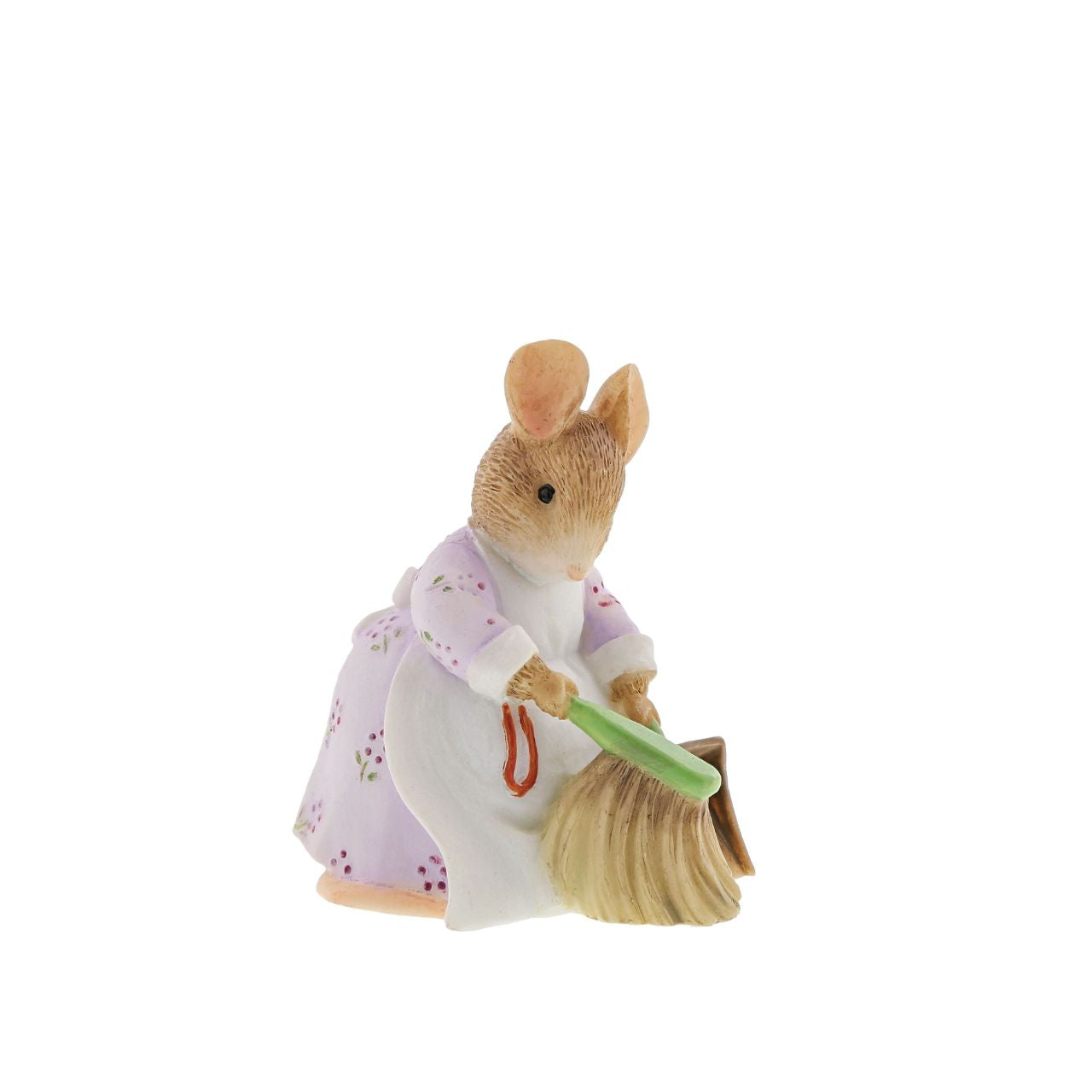 This charming Hunca Munca figurine, showing a mother mouse sweeping. An iconic pose, taken directly from The Tales of Beatrix Potter, helping to bring the featured characters to life. Presented in a branded box. Material: cast stone.