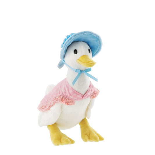 Jemima Puddle-Duck Large Peter Rabbit Collection  This Jemima Puddle-Duck soft toy is made from beautifully soft fabric and is dressed in clothing exactly as illustrated by Beatrix Potter,With her signature beautiful bonnet and shawl. The Peter Rabbit collection features the much loved characters from the Beatrix Potter books and this quality and authentic soft toy is sure to be adored for many years to come