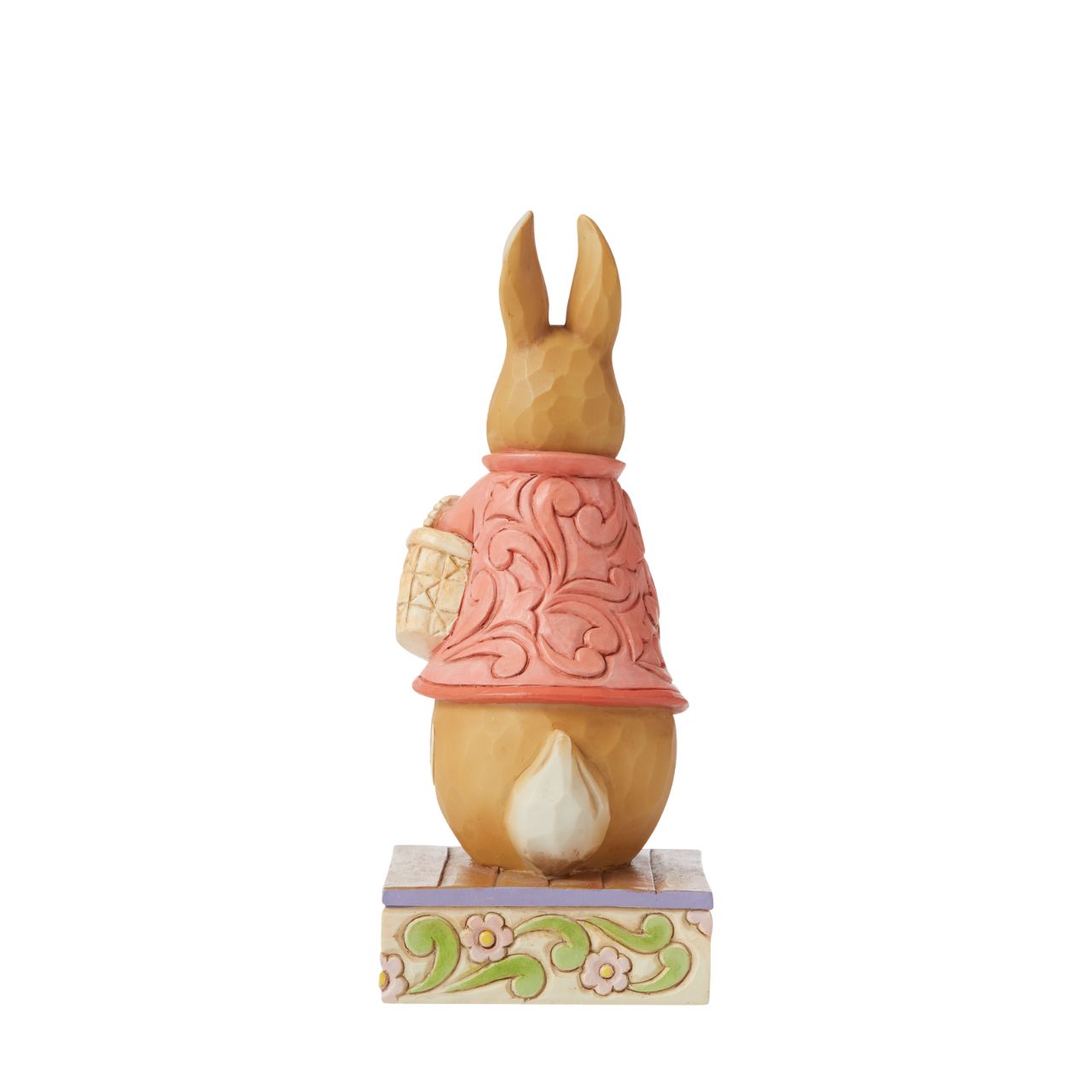 Beatrix Potter Flopsy Good Little Bunny Figurine  Award winning folk artist Jim Shore brings his unique style to Beatrix Potter's beloved story, The Tale of Peter Rabbit, through charming hand-crafted gifts that will delight her readers of all ages. This Jim Shore figurine features the ever-so-sweet Flopsy, standing gracefully in her famous pink cape. 