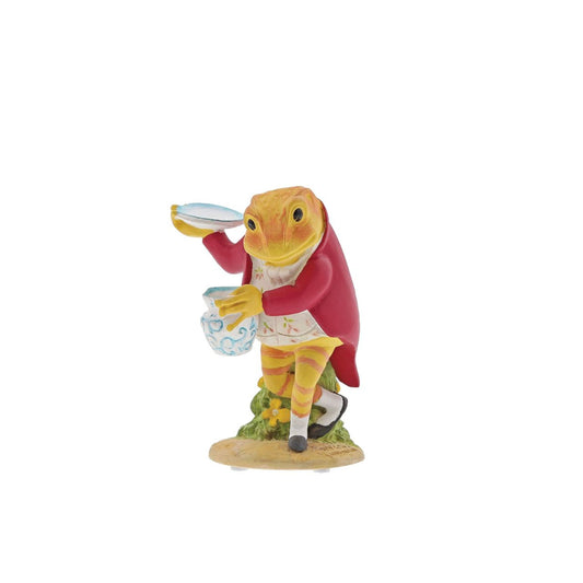 This charming 'Mr. Jeremy Fisher in the Larder' figurine is sure to make the perfect collectable gift for all generations to enjoy. The artwork for this product has been taken from the original illustrations from the Beatrix Potter stories, and has comes presented in a branded kraft box.