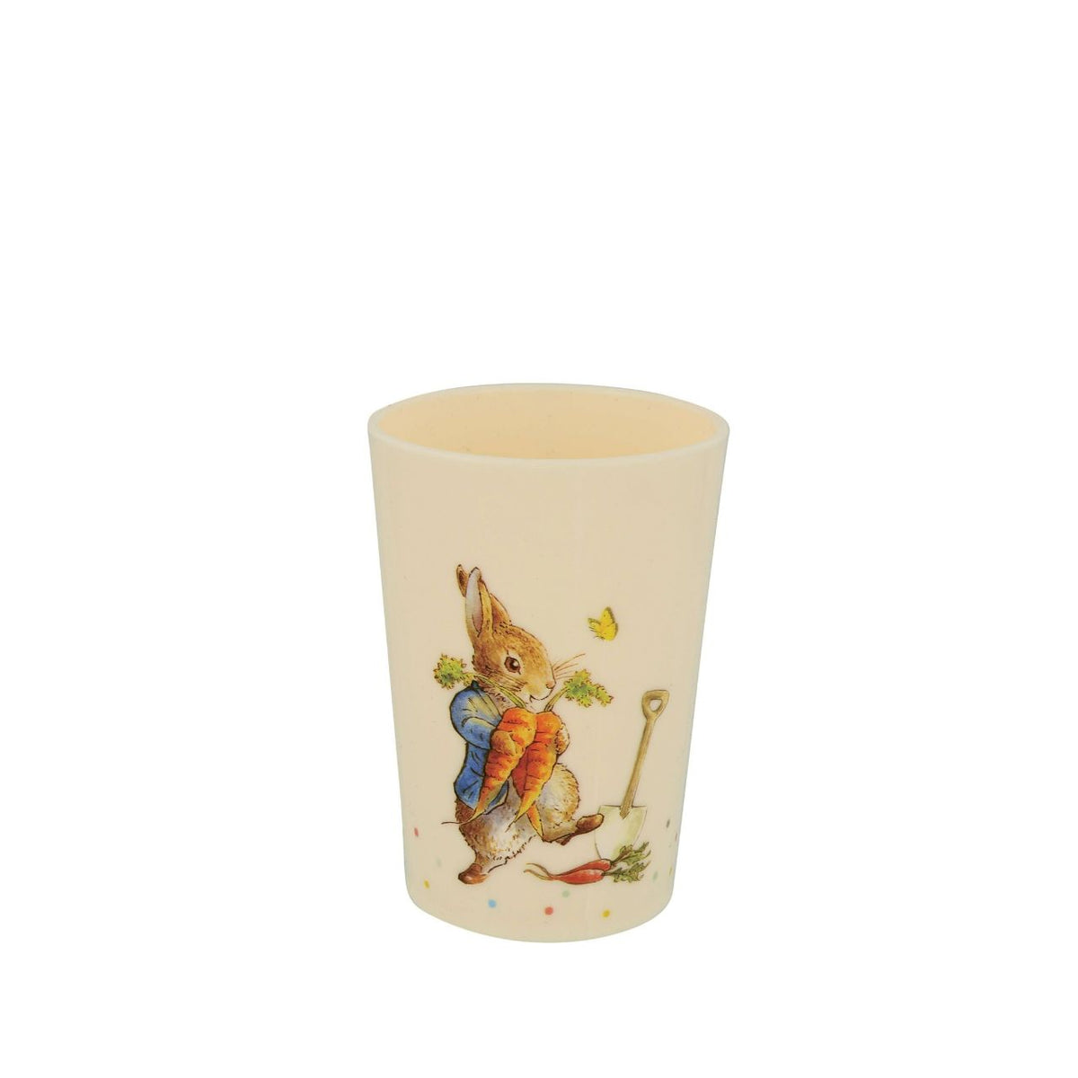 Bring the magic of Beatrix Potter to mealtimes with this brand-new Peter Rabbit 5-piece dinner set. This beautiful set includes a beaker, plate, bowl, spoon, and fork, all featuring classic Peter Rabbit illustrations on a gender-neutral cream base.