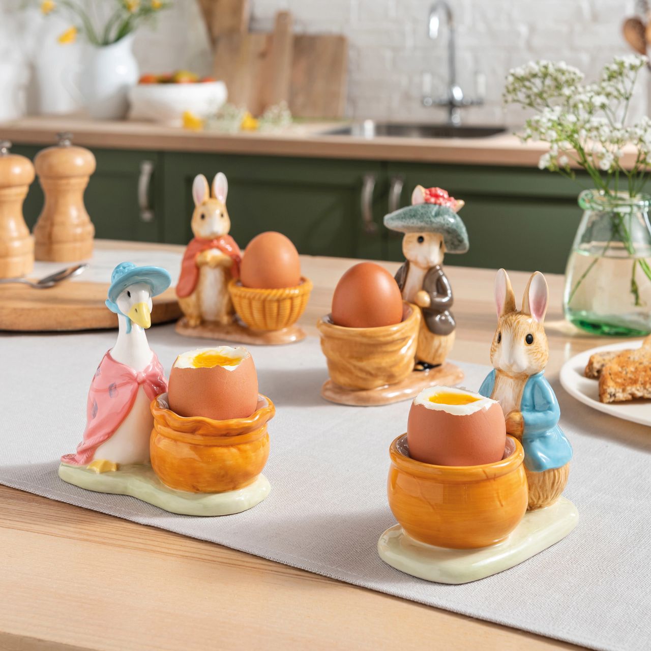 Peter Rabbit Egg Cup  Serve your morning eggs in style with our unique and charming Peter Rabbit egg cup, because regular egg cups aren't all they're cracked up to be...This beautiful Beatrix Potter egg cup has been made from sturdy ceramic and makes the ideal collector's piece or gift. We recommend you use large eggs to feel the true benefit, or why not fill with mini chocolate eggs for a sweet easter gift.