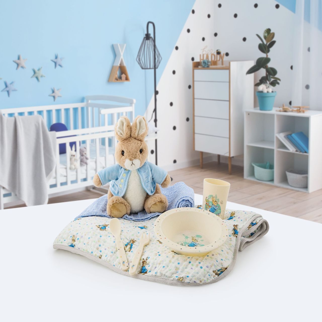 Beatrix Potter Peter Rabbit Large This Peter Rabbit soft toy is made from beautifully soft fabric and is dressed in clothing exactly as illustrated by Beatrix Potter, with his signature blue jacket. The Peter Rabbit collection features the much loved characters from the Beatrix Potter books and this quality and authentic soft toy is sure to be adored for many years to come.
