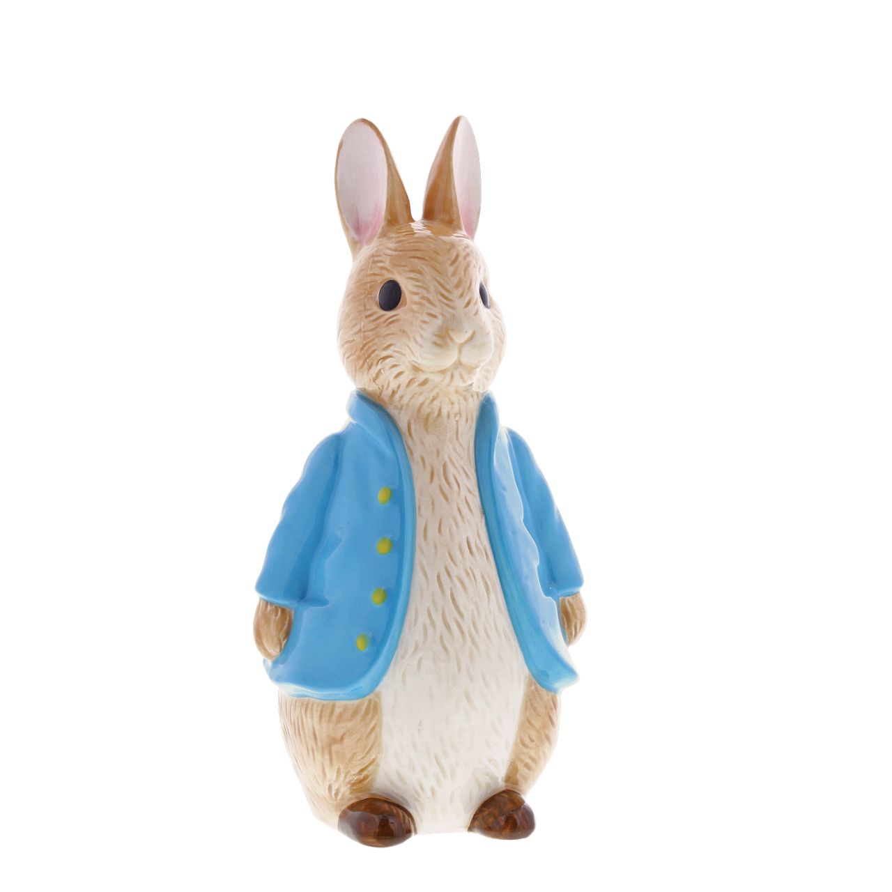 Beatrix Potter Peter Rabbit Sculpted Money Bank  This delightful and charming Peter Rabbit shaped money box would make an ideal christening gift, for collectors and Peter Rabbit fans, both young and old. The artwork is taken from the original illustrations from the Beatrix Potter stories. 