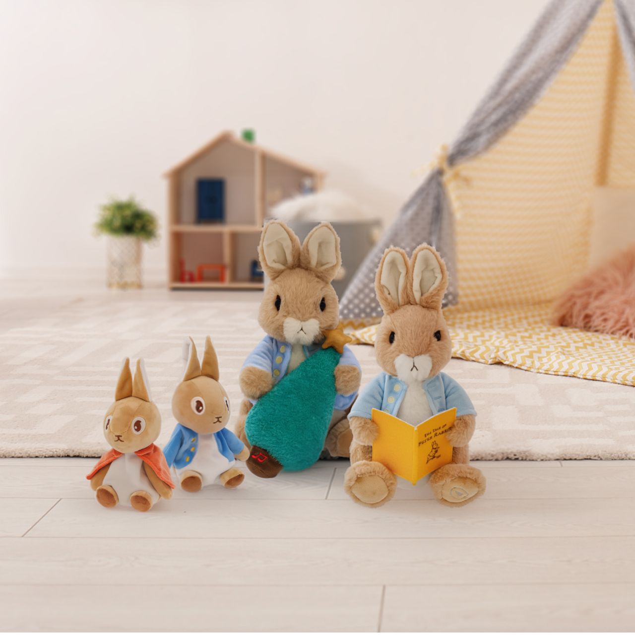 Peter Rabbit soft toy, designed with care and crafted with ultra soft premium materials. Its unique bean-filled bottom gives it a delightful weight, ensuring it sits perfectly on display.