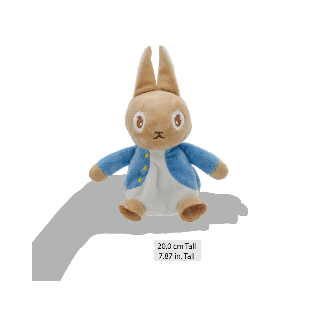 Peter Rabbit soft toy, designed with care and crafted with ultra soft premium materials. Its unique bean-filled bottom gives it a delightful weight, ensuring it sits perfectly on display.