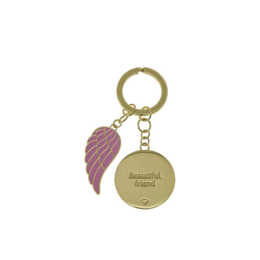 "Beautiful Friend" keychain: Crafted with luxurious leather and sleek metal, elegantly packaged in a gold embossed gift box. This sophisticated accessory symbolizes enduring bonds, a perfect gift celebrating cherished friendships in style.