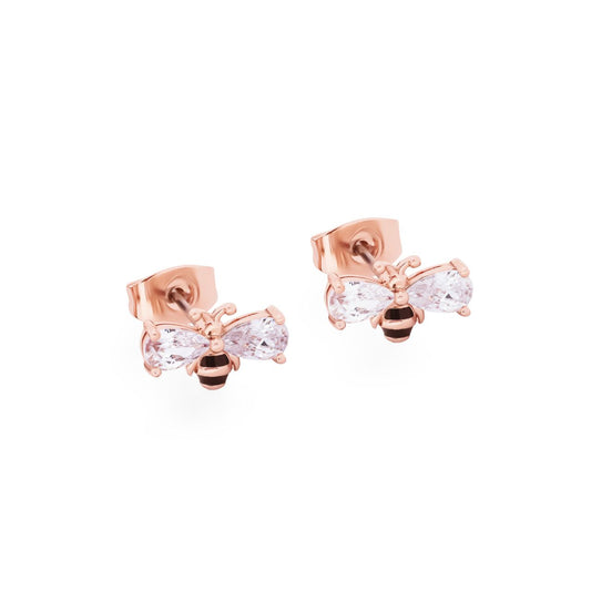 Bee Rose Gold Ball Stud Earrings by Tipperary Crystal
