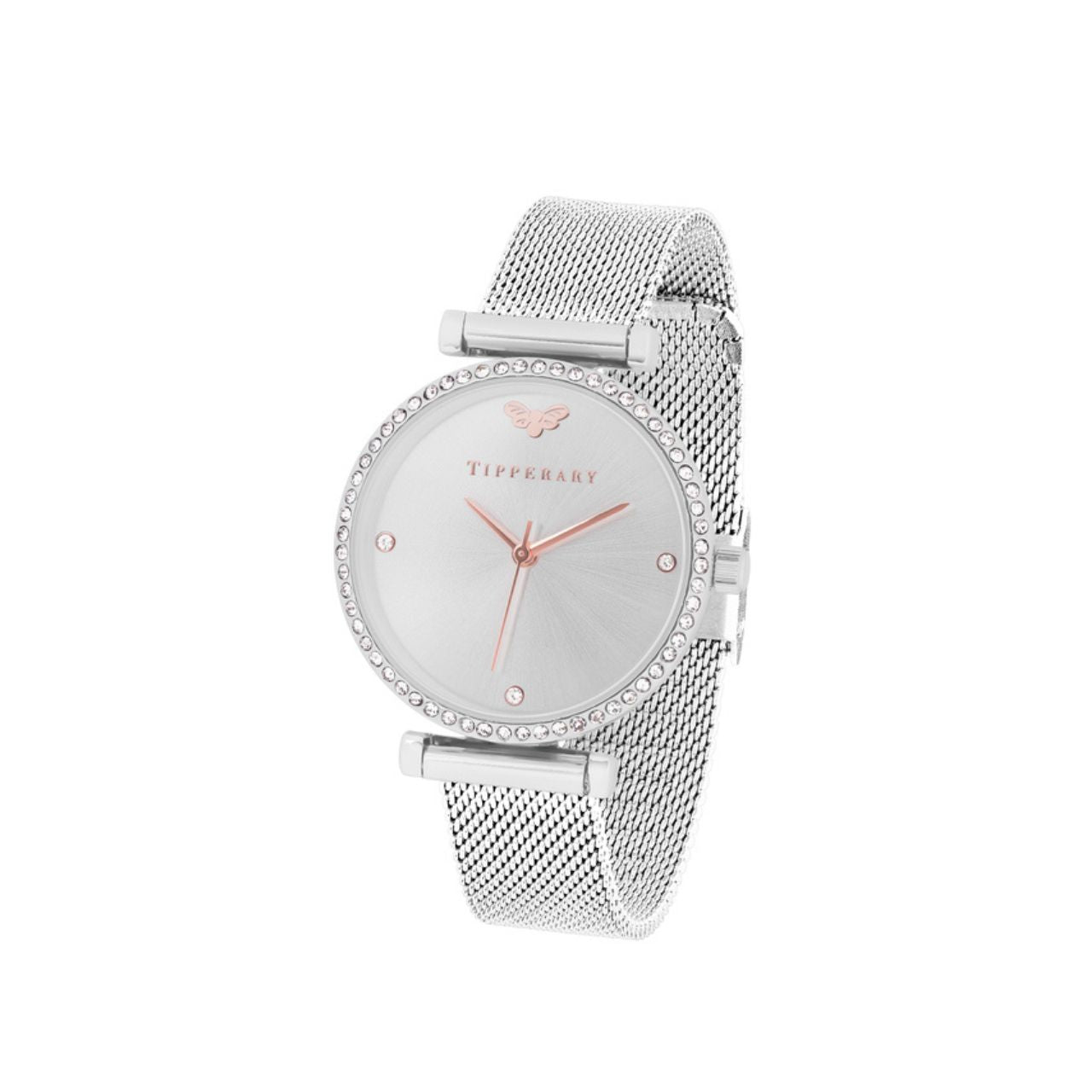 Bee Silver Watch by Tipperary  Presenting the "BEE SILVER WATCH" by Tipperary Crystal, a brand renowned for superior quality and timeless elegance. This exquisite silver watch is part of our prestigious Bee Collection, embodying the perfect blend of style, sophistication, and craftsmanship.