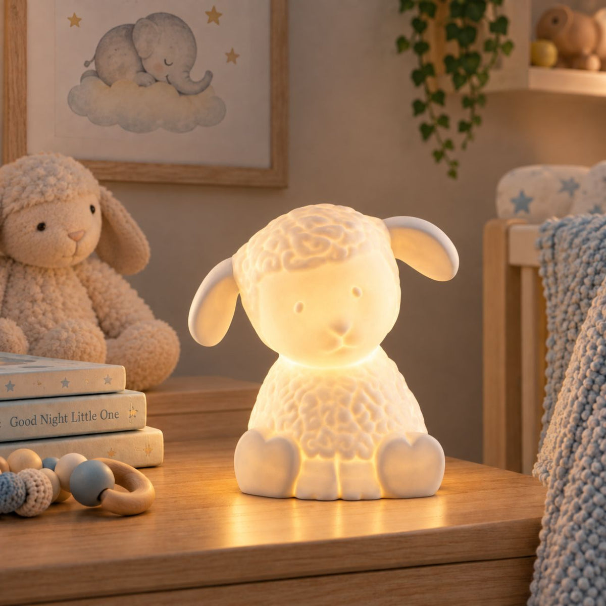 This cute lamb shaped Luminaire lamp emits a soft warm glow highlighting the delicate surface decoration, creating soft mood lighting for your home.
