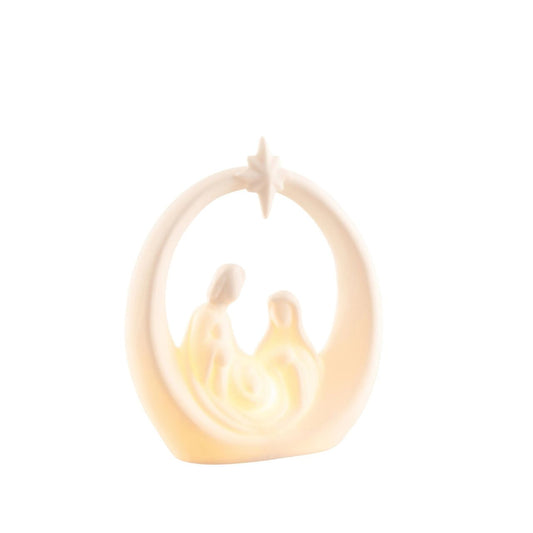This battery powered LED features a minimal stylized Nativity Scene with star detail and emits a soft gentle glow that illuminates the porcelain. Supplied with batteries and boxed it is the ideal gift this Christmas.