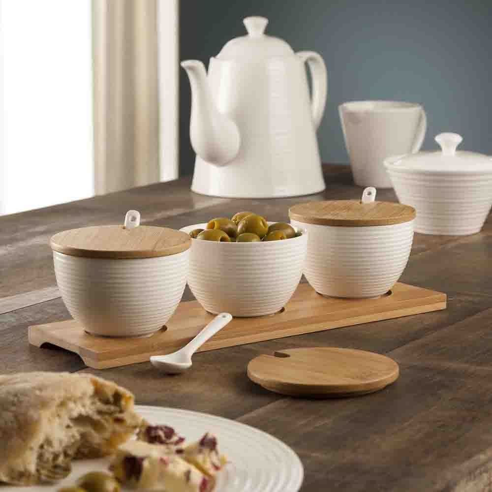 Belleek Living Ripple 3 Bowls Set  Combining contemporary design and unique style, Belleek Living reflects the atmosphere of the modern home. This range of gift ware, tableware and home accessories has been aspired by the desires and aspiration of the 21st Century homeowner.