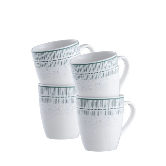 The Vigo tableware features a playful and painterly pattern in a tranquil teal tone. Vigo is suitable for both microwave and dishwasher, making it ideal for everyday use.
