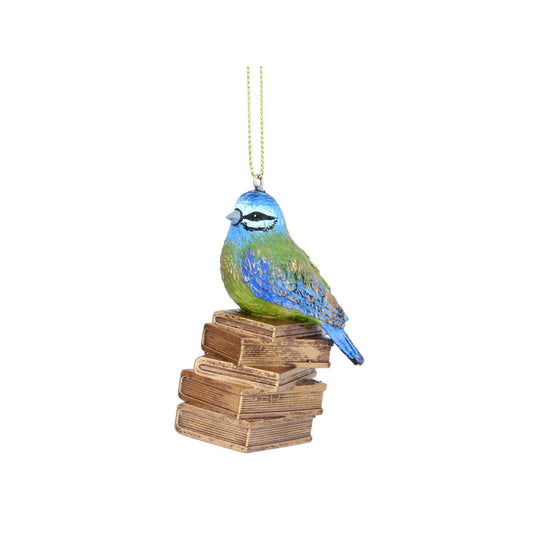 Gisela Graham Bird Perched on Books Christmas Hanging Ornament - Robin/Bluetit  Adorn your Christmas tree with this gorgeous Gisela Graham bird perched on books Christmas hanging ornament. Brightly painted and decoratively detailed, this stunning ornament adds a special touch of holiday cheer.