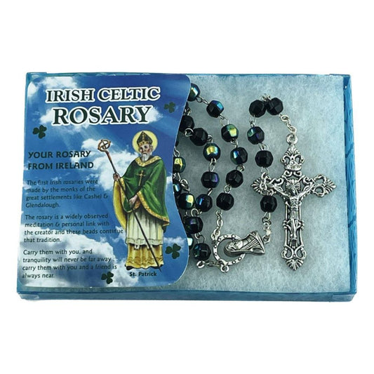 This Boxed Black Glass Rosary by J. C. Walsh &amp; Sons is a beautifully crafted piece that is both functional and aesthetically pleasing. Expertly made by J. C. Walsh &amp; Sons, a trusted and reputable company in the religious goods industry.