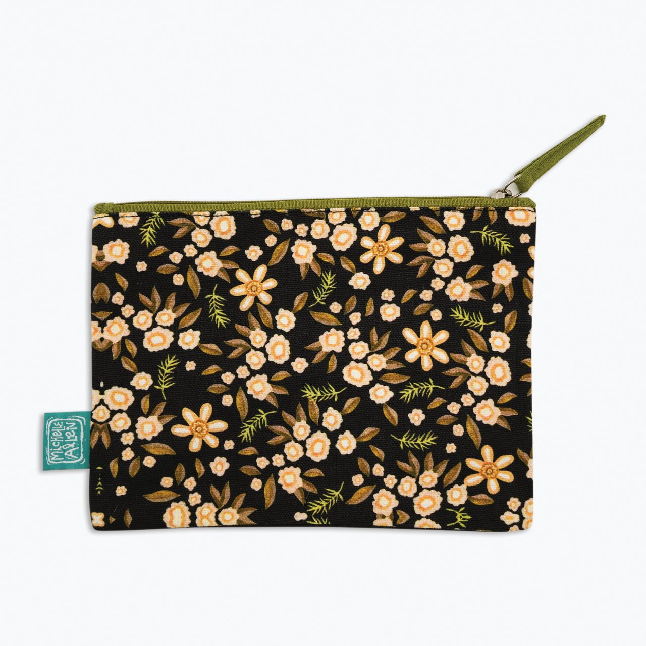 Michelle Allen Black Moth Zipped Pouch Medium  These beautiful zippered 100% Cotton pouches are perfect for pencils/pens, trinkets, charging cords, make up or pretty much anything you can possibly think of. Exclusively designed by Michelle Allen.