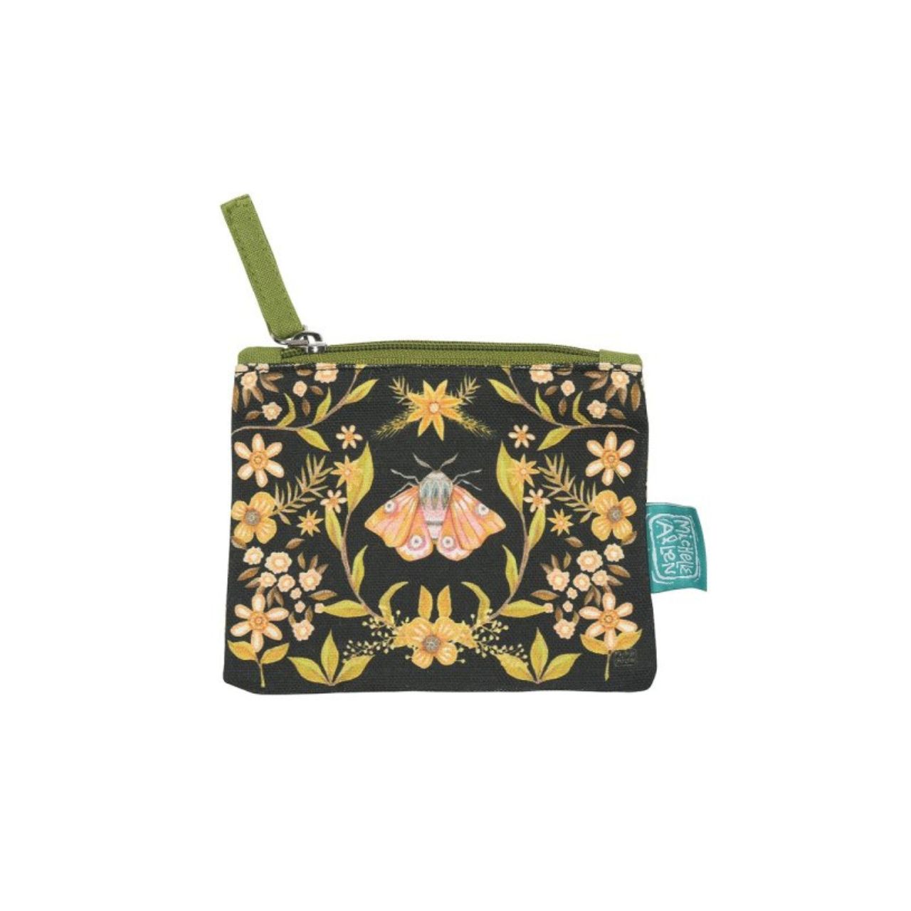 Michelle Allen Black Moth Zipped Pouch Small  These beautiful zippered 100% Cotton pouches are perfect for pencils/pens, trinkets, charging cords, make up or pretty much anything you can possibly think of. Exclusively designed by Michelle Allen.