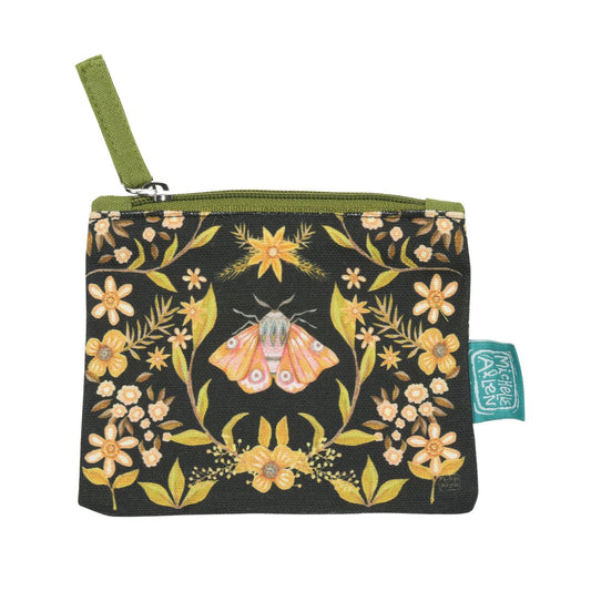 Michelle Allen Black Moth Zipped Pouch Small  These beautiful zippered 100% Cotton pouches are perfect for pencils/pens, trinkets, charging cords, make up or pretty much anything you can possibly think of. Exclusively designed by Michelle Allen.