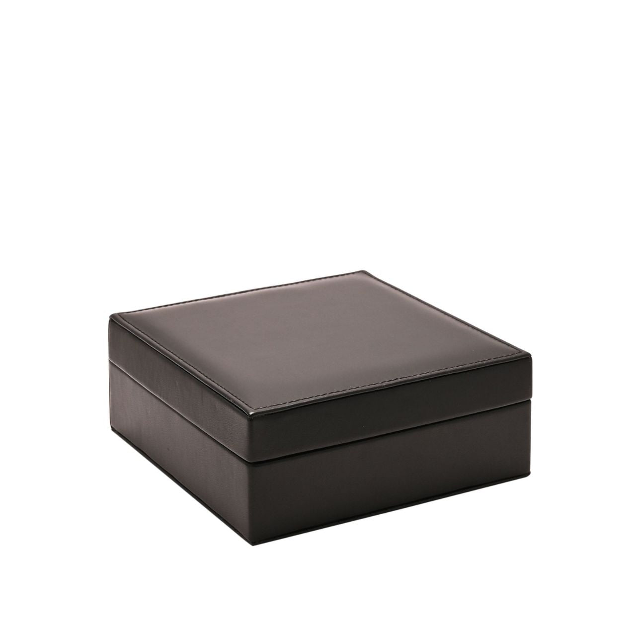 This attractive jewellery box opens to reveal a mirrored lid and nine compartments which includes a ring roll. All compartments have a luxurious black fabric lining.