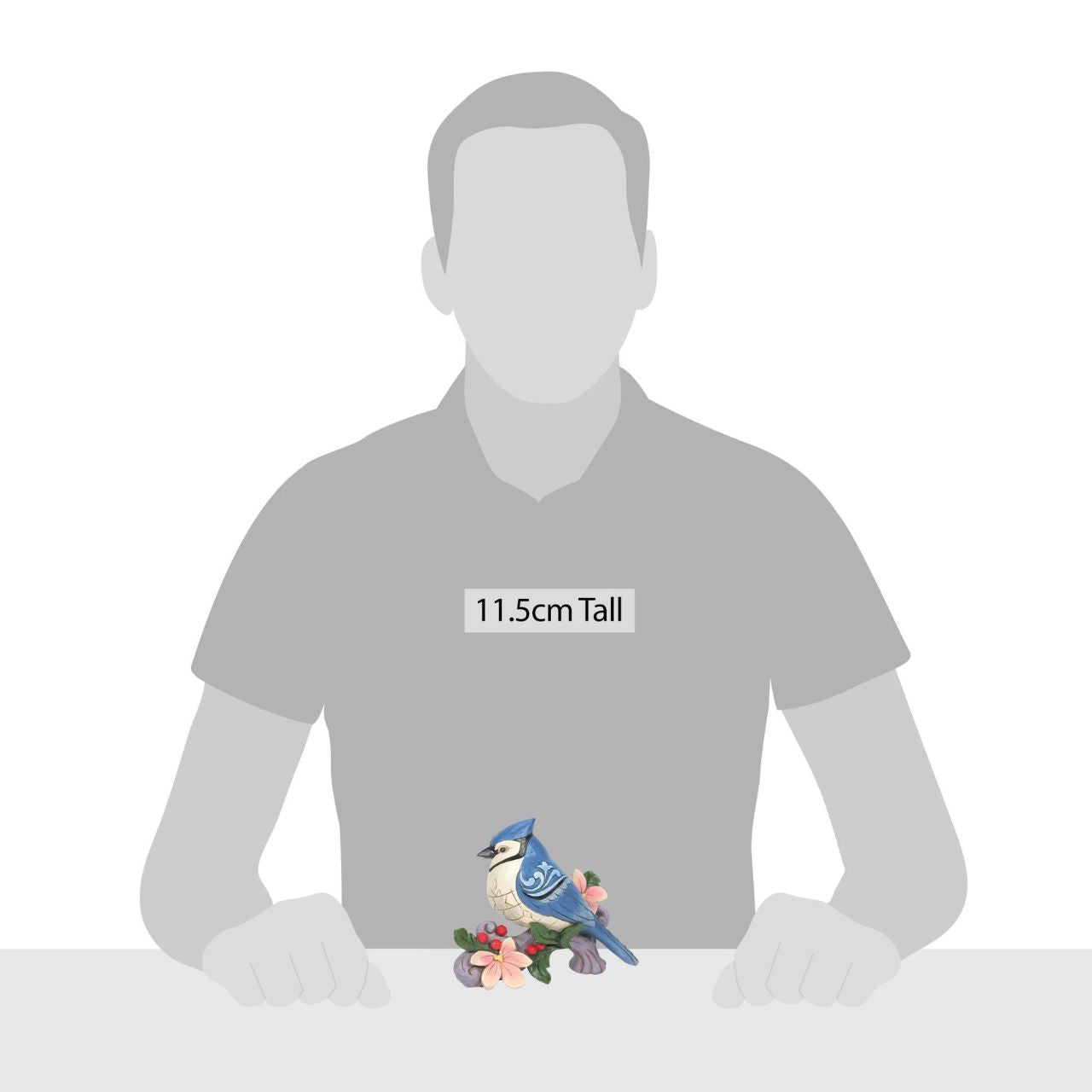 Blue Jay Figurine by Jim Shore  Bring the great outdoors inside with this gorgeous bird bust. Sitting on a branch covered in flowers, this 5 Blue Jay brings grace to any home. Jim Shore's trademark patchwork and rosemale details are complimented by the bust's bright colour.