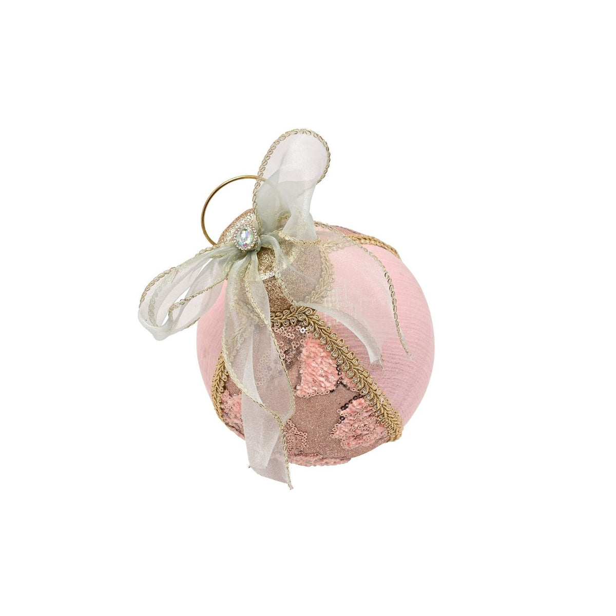 Our 22cm Blush Pink Bauble Decoration is the epitome of understated elegance. This delicate, blush-coloured bauble, with its intricate floral design, adds a touch of sophistication to any festive setting.