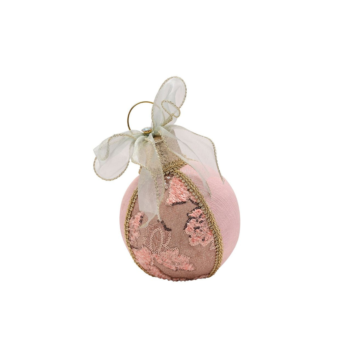 Our 22cm Blush Pink Bauble Decoration is the epitome of understated elegance. This delicate, blush-coloured bauble, with its intricate floral design, adds a touch of sophistication to any festive setting.