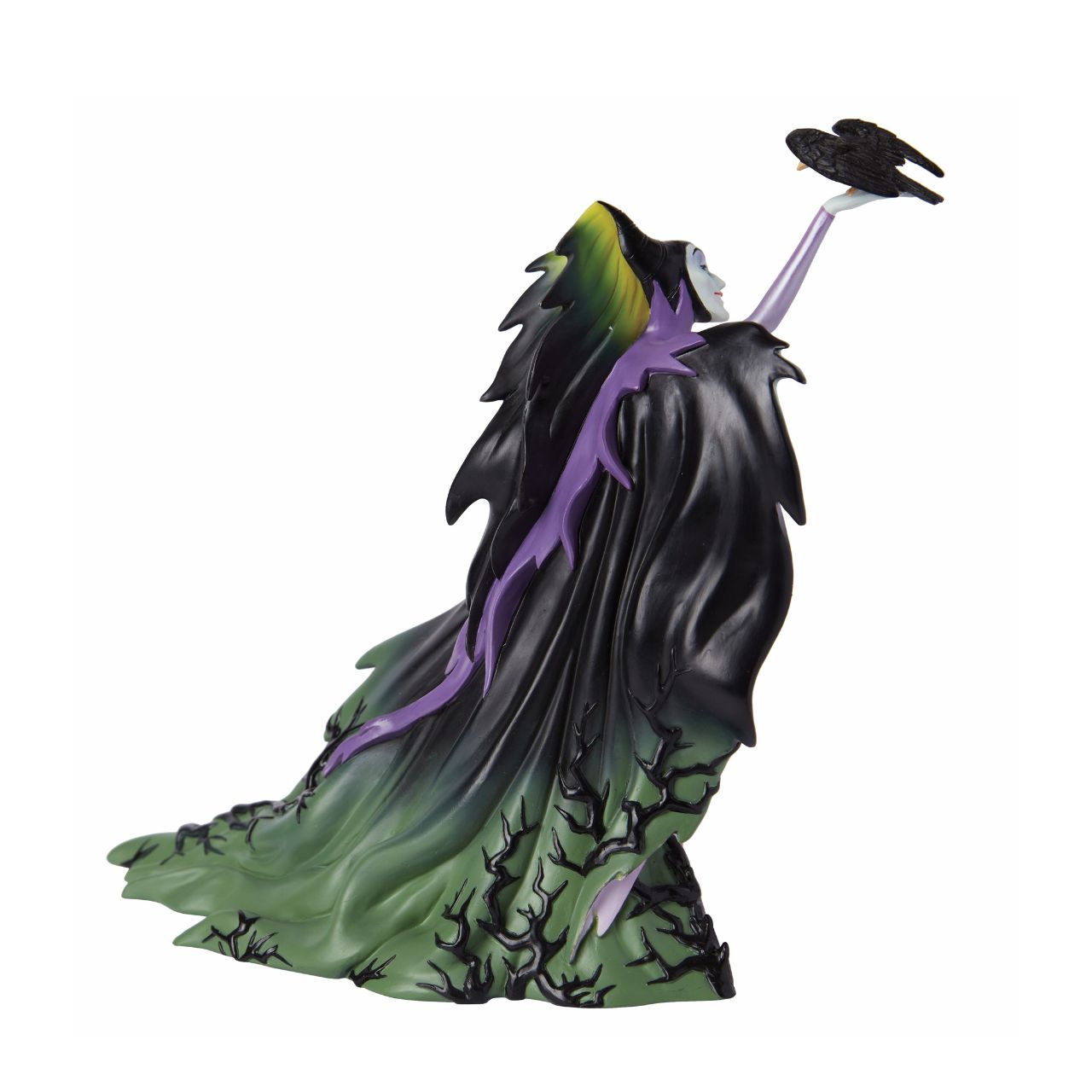 The iconic Disney princess Aurora from Sleeping Beauty is depicted here in her Briar Rose outfit. She has received the botanical treatment with delicate flowers spreading across her dress and spilling out of her basket while a bird perches on her hand.