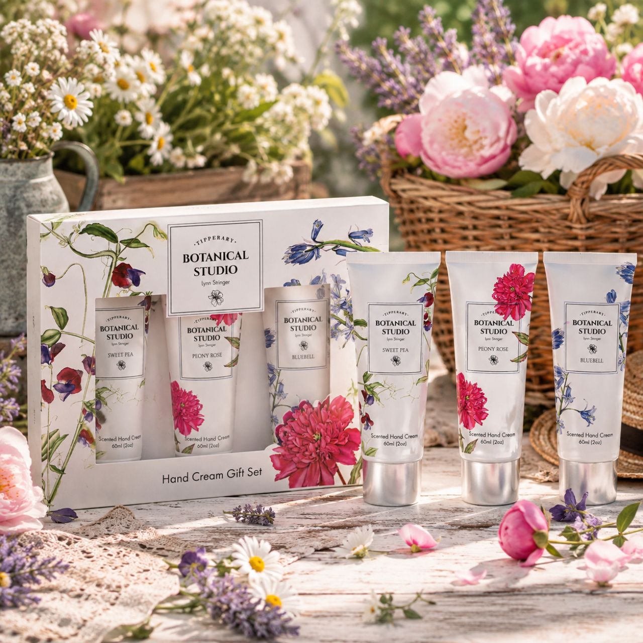 Indulge your hands with our exquisite Botanical Studio Set of 3 Handcreams, featuring three captivating fragrances: Sweet Pea, Peony Rose, and Bluebell. Each luxurious cream is crafted with botanical ingredients to nourish and soften your skin while enveloping your senses in delicate floral aromas.