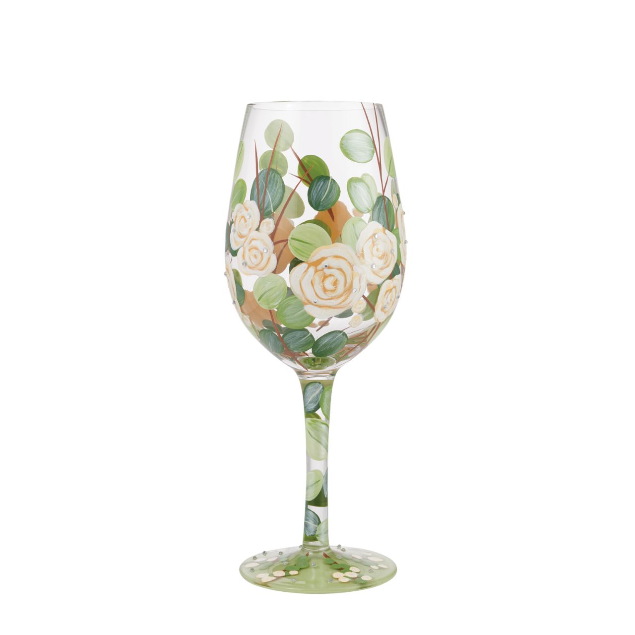 Florals are a huge hit for lolita who perfects them every time. Bouquet in Bloom shows eucalyptus in different tones of greens with glitter roses contrasting with them. A beautiful glass to get you ready for spring and excited for Summer. 
