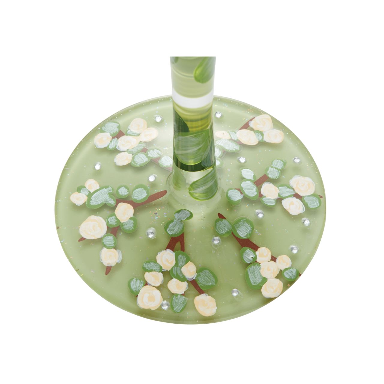 Florals are a huge hit for lolita who perfects them every time. Bouquet in Bloom shows eucalyptus in different tones of greens with glitter roses contrasting with them. A beautiful glass to get you ready for spring and excited for Summer. 