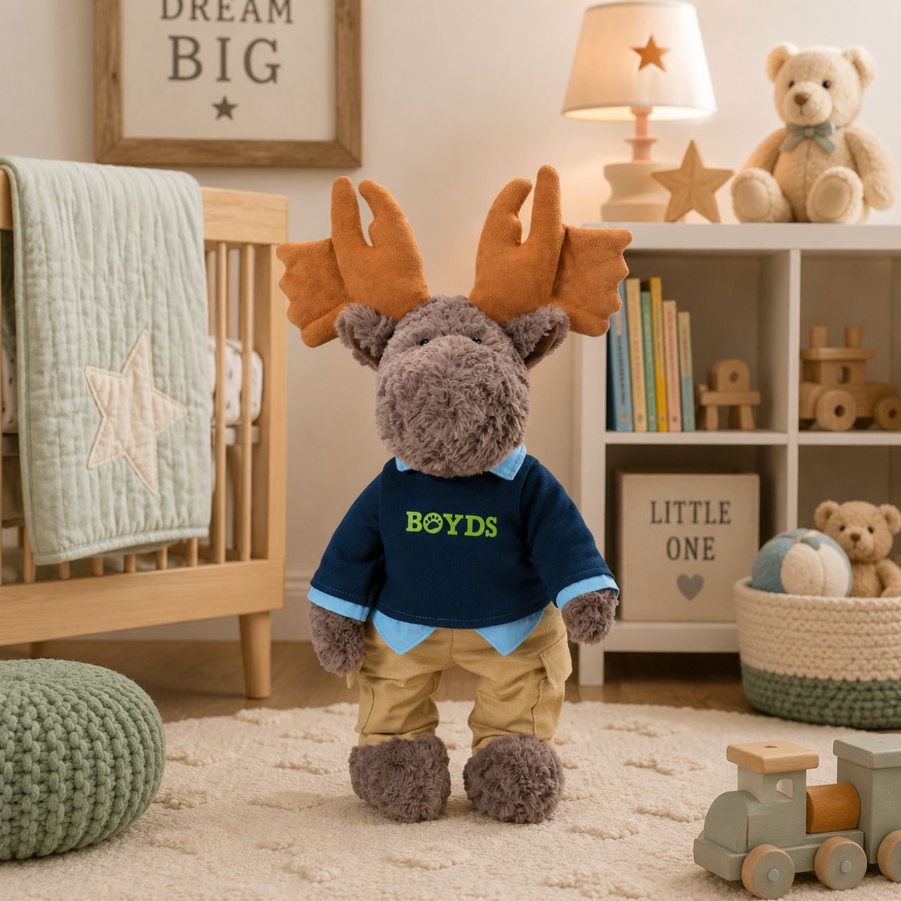 Adored by teddy bear lovers young and old, each Boyds Bears heirloom will paw prints on your heart. The super soft Marshall Moxley is part of the Boyds Bears 45th anniversary collection.