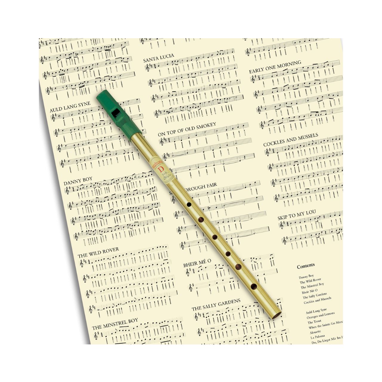 The Standard Irish Tin Whistle in D with 6 language instruction leaflet in a gift box