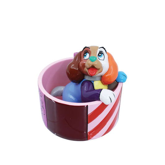 Pop artist Romero Britto reinterprets Lady from Disney's animated classic Lady and the Tramp for its 70th Anniversary in his iconic pop art palette of bright colours and happy hues. Figurine is made from cast stone. Product is supplied in branded gift box.