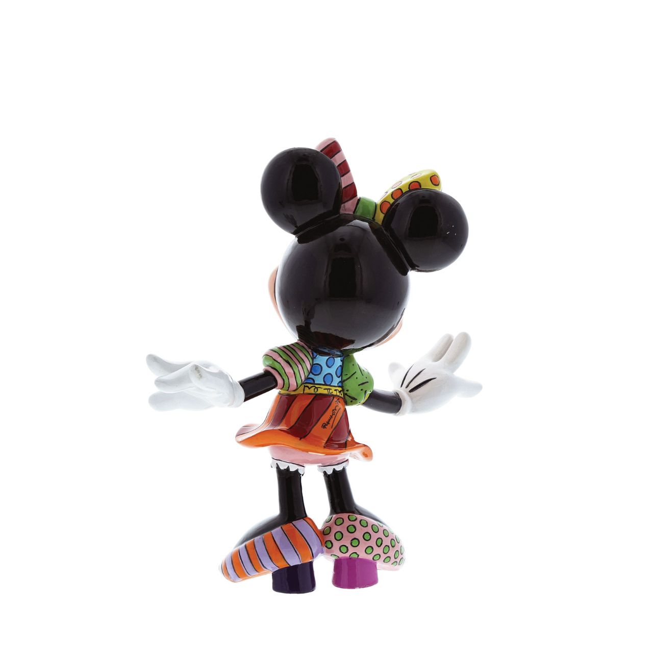 Minnie Mouse is feeling very pretty in her colourful bow and polka dot dress in this fun design by Romero Britto. Set her on your desk, dresser, or nightstand for a quick burst of joy.