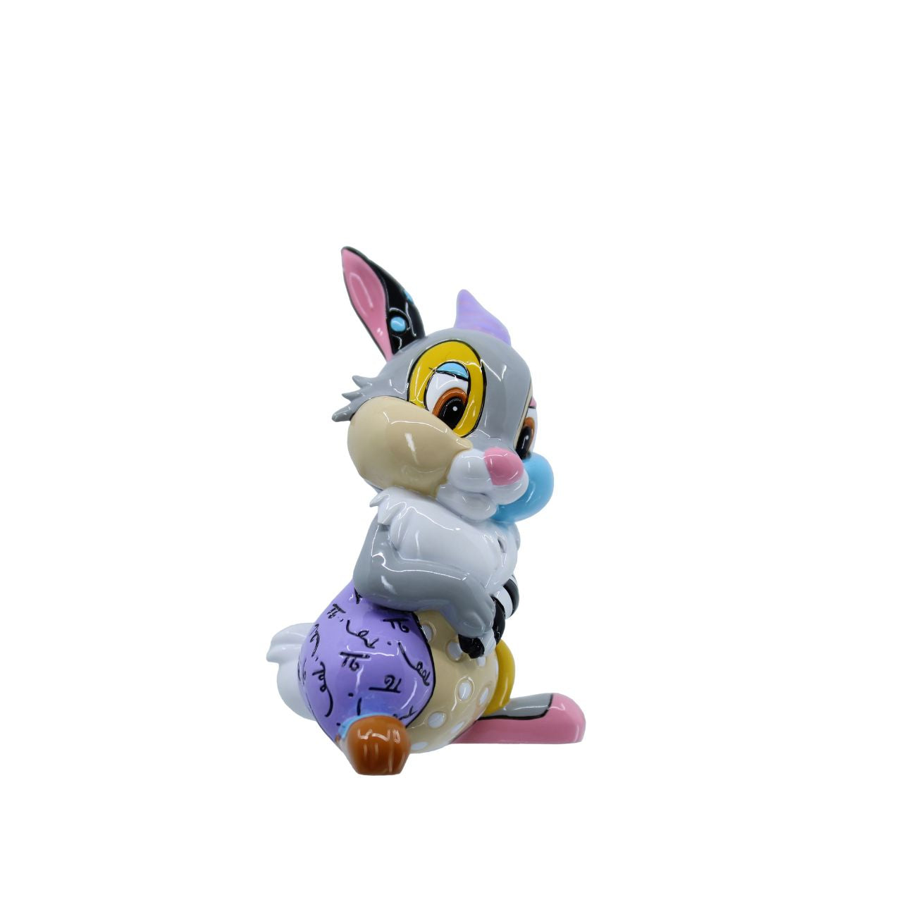 A vibrant tribute to Disney's beloved Bambi character, thumper. Hand-painted with Britto's iconic pop art motifs, this charming collectible breathes new life into the playful, heartwarming rabbit.