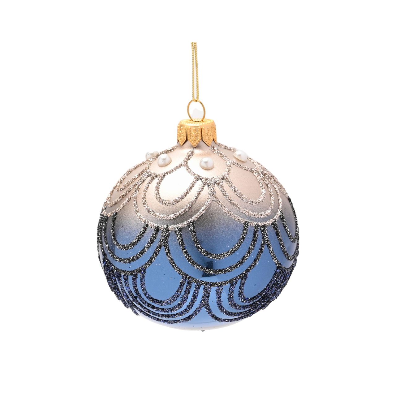 Celestial Blue Circular Hand Decorated Ornamental Bauble  A blue hand decorated ornamental bauble from THE SEASONAL GIFT CO.  This ornate Christmas bauble holds an abundance of elegance and will stand out amongst the tree branches this festive season.