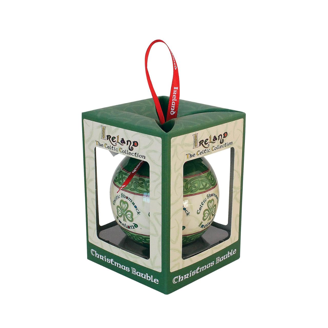 Experience the luck and tradition of the Celtic culture with our Celtic Shamrock Christmas Bauble. Crafted with intricate detailing, this ornament features a beautiful Celtic shamrock design that will add a touch of elegance to your holiday décor. Enjoy a piece of Irish heritage and festive charm this holiday season.