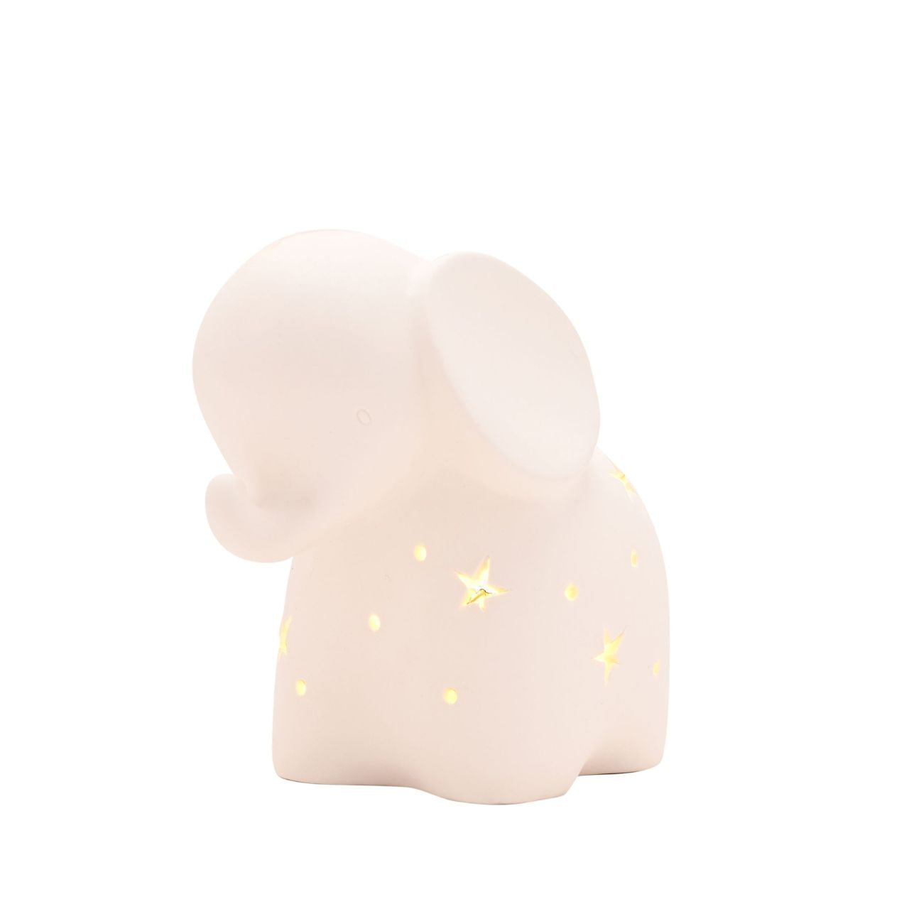 The playful design includes multiple star and circle-shaped perforations, strategically placed to allow gentle illumination to filter through, creating a captivating display of light patterns.