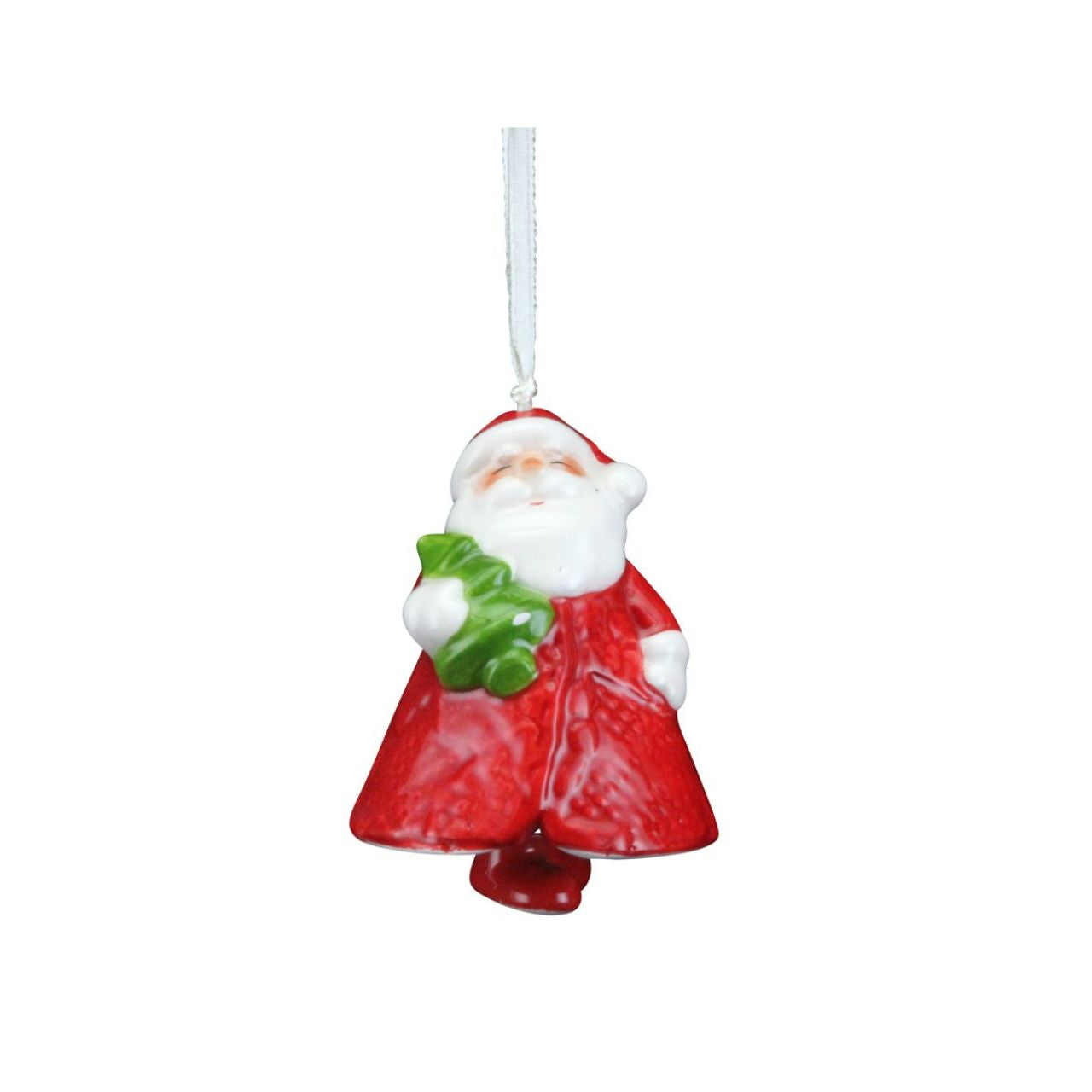 Gisela Graham Ceramic Santa Bell Christmas Hanging Ornament  This eye-catching Ceramic Santa Bell Christmas Ornament from Gisela Graham is the perfect addition to your holiday décor. Crafted from high-quality ceramic, this ornament is beautifully detailed with Santa Claus himself, adding a festive touch to any room. Enjoy the beauty of this vibrant ornament throughout the season!