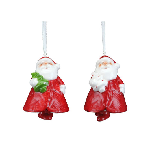 Gisela Graham Ceramic Santa Bell Christmas Hanging Ornament  This eye-catching Ceramic Santa Bell Christmas Ornament from Gisela Graham is the perfect addition to your holiday décor. Crafted from high-quality ceramic, this ornament is beautifully detailed with Santa Claus himself, adding a festive touch to any room. Enjoy the beauty of this vibrant ornament throughout the season!