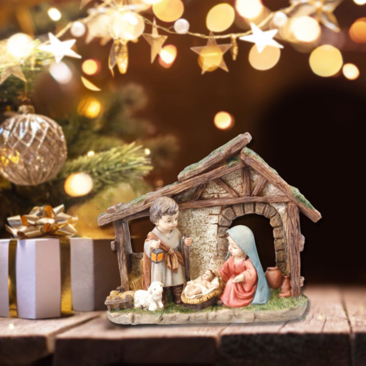 CBC Resin Children's Nativity Set - 3 inch - 4 Figures  This realistic Resin Children's Nativity Set includes 4 figures measuring 3 inches high, handcrafted from durable resin. Each figure adds a unique charm to the holiday décor in your home. Perfect for Christmas collections, this Nativity set is a timeless, traditional addition.