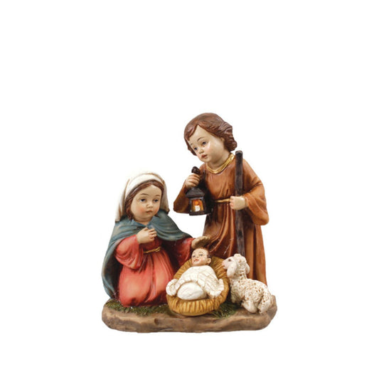CBC Resin Children's Nativity Set - 5 inch - 4 Figures  This crafted nativity set is the perfect way to bring the beauty of the Christmas story into your home. Featuring 4 detailed resin figures and standing at 5 inches tall, this set is the perfect size for kids to interact with and explore. 
