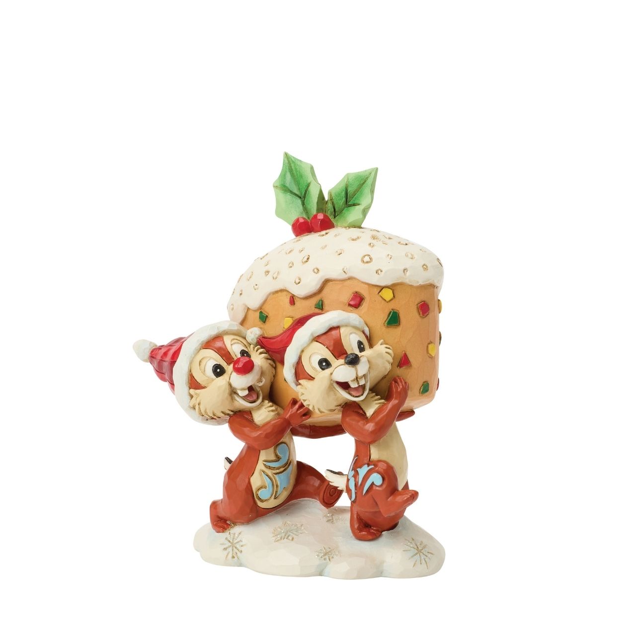 Chip and Dale bring mischief to the holidays with a giant fruitcake in this playful Jim Shore design. Bursting with colour and personality, the cheeky duo share a sugary sweet reminder of Disney fun and festive cheer.