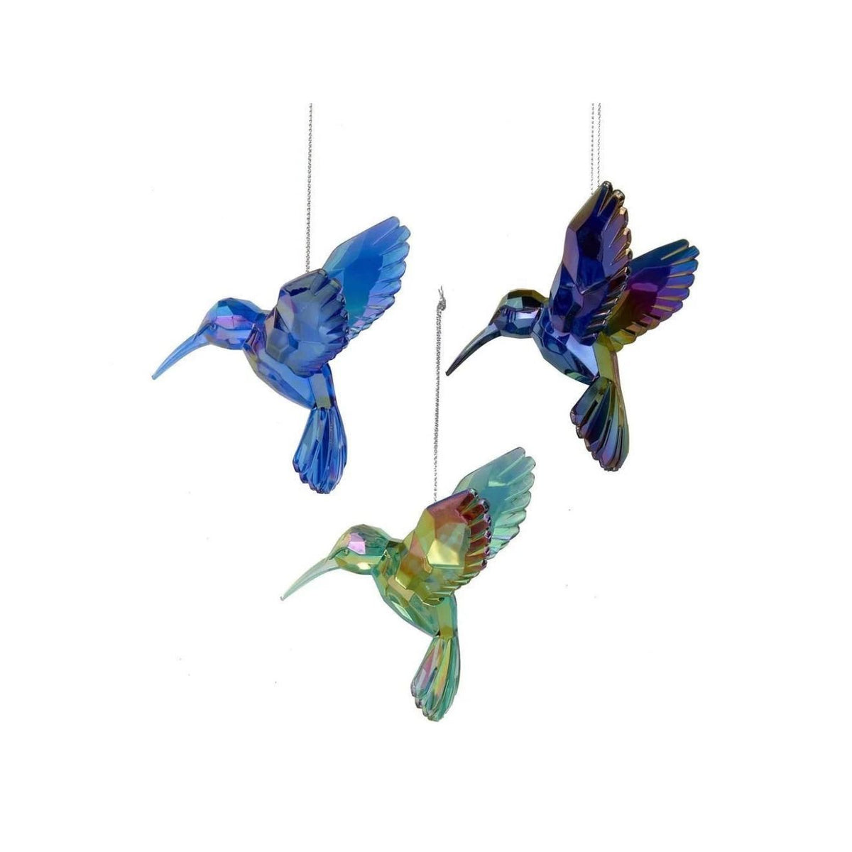 Bring a touch of nature-inspired elegance to your holiday décor with this charming acrylic hummingbird hanging ornament. Measuring 4.25" in height, this delicate piece captures the grace and vibrancy of these beloved birds.