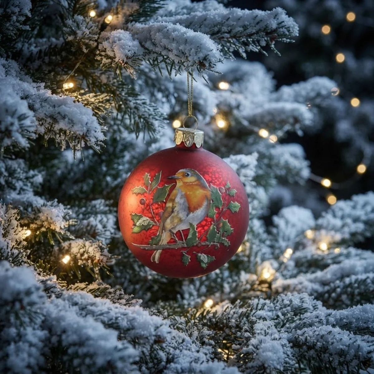 This Gisela Graham Christmas Baubles is perfect for your festive holiday décor. Featuring an Antique Red glaze and a beautiful painted Robin design, these classic decorations will bring a subtle elegance to your tree this season.