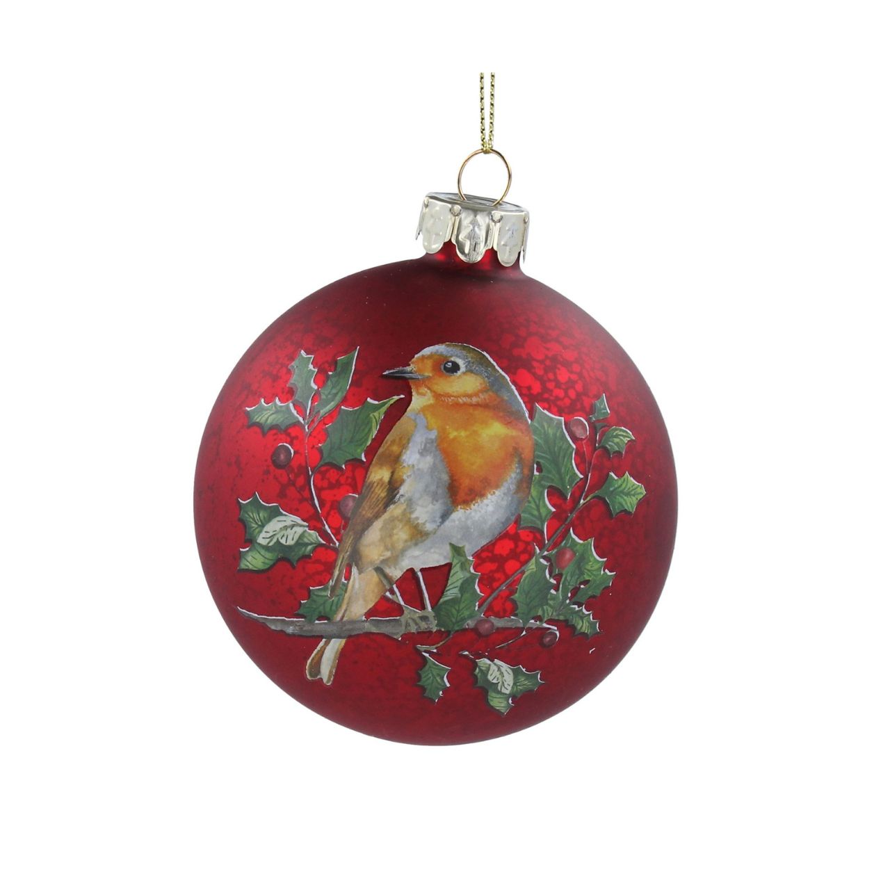 Gisela Graham Christmas Baubles - Antique Red with Robin  This Gisela Graham Christmas Baubles is perfect for your festive holiday décor. Featuring an Antique Red glaze and a beautiful painted Robin design, these classic decorations will bring a subtle elegance to your tree this season.