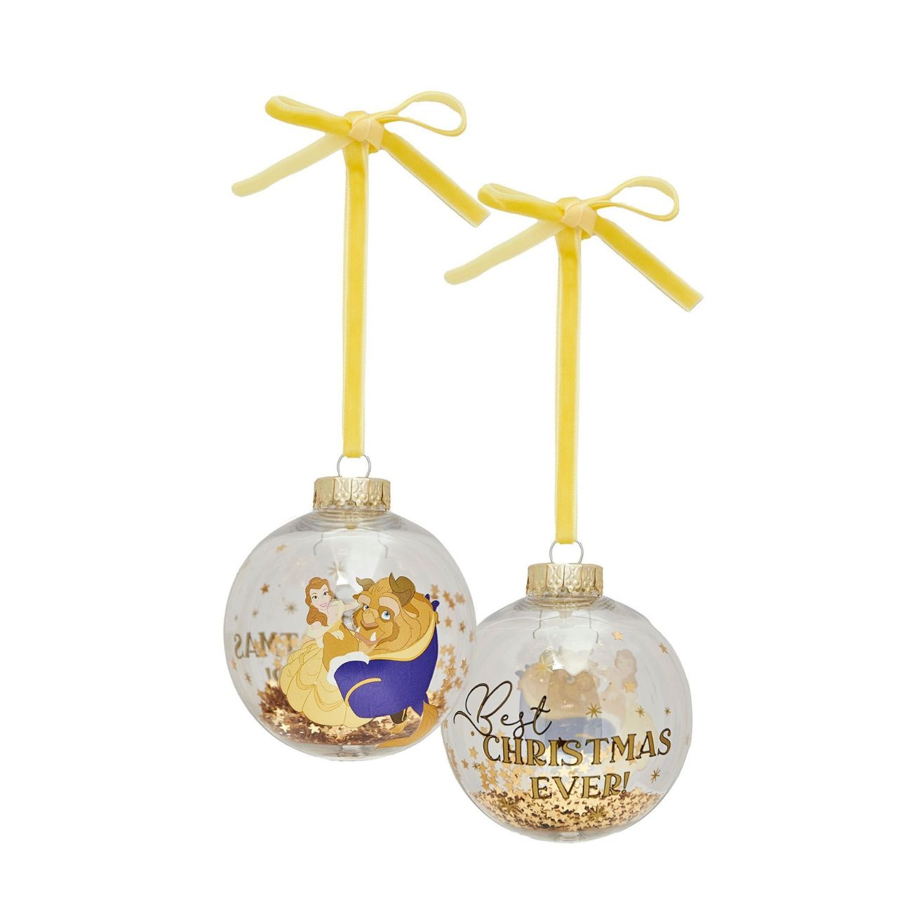 Make Christmas sparkle with this magical set of seven glass baubles featuring beloved characters from Disney's Beauty and the Beast. This set brings the enchanting tale to life with Belle, Beast, Lumiere, Mrs. Potts and others, adorning the delicate ornaments.