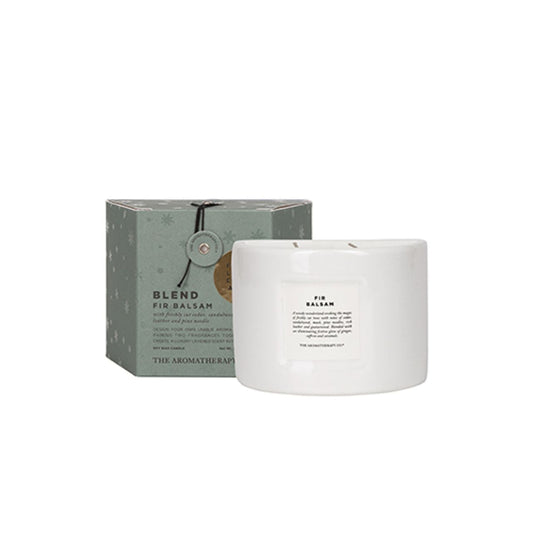 Christmas Blend 280gm Candle - Fir Balsam  A soy candle from THE AROMATHERAPY CO.  This new addition from the Blend range offers an array of sumptuous fragrances simultaneously.